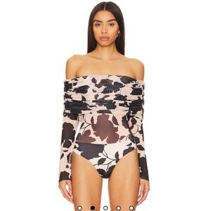 AFRM Black and Light Pink Floral Bodysuit